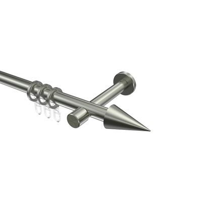 INTERDECO 20 mm Curtain Rod, Metal, Stainless Steel Look, Wall or Ceiling Mount, Type 10203725, 320 cm