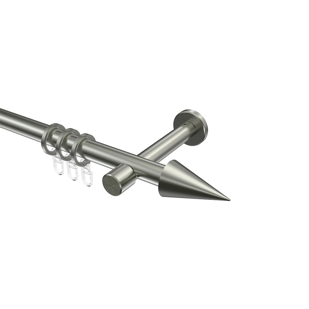 INTERDECO 20 mm Curtain Rod, Metal, Stainless Steel Look, Wall or Ceiling Mount, Type 10203725, 320 cm