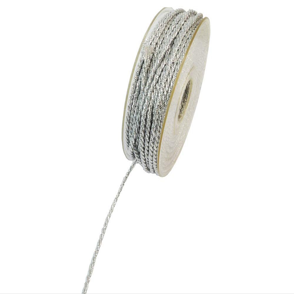 Lurex Cord, 2-Tone Laminated, 3 mm Diameter, 25 m, Silver/Black