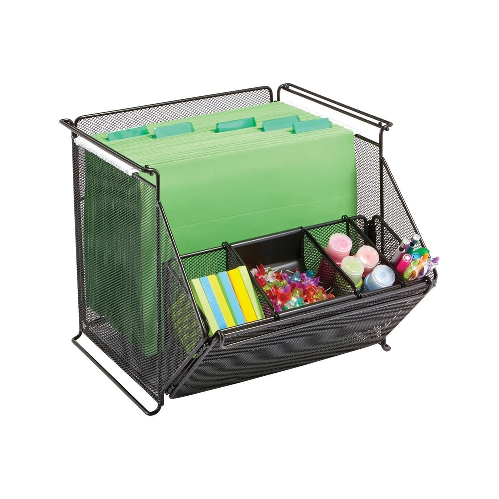 Safco 2164BL Onyx Mesh Stackable Storage Bins, Black, 1-Pack