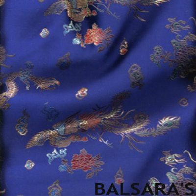 Navy Blue Traditional Chinese Embroidered Dragon Brocade Fabric