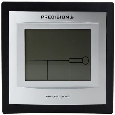 Precision Radio-Controlled Alarm Clock with LCD Display, Silver/Black