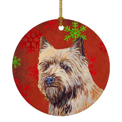 Caroline's Treasures LH9320-CO1 Cairn Terrier Red Snowflake Holiday Christmas Ceramic Ornament, Multicolor