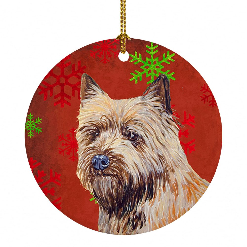 Caroline's Treasures LH9320-CO1 Cairn Terrier Red Snowflake Holiday Christmas Ceramic Ornament, Multicolor