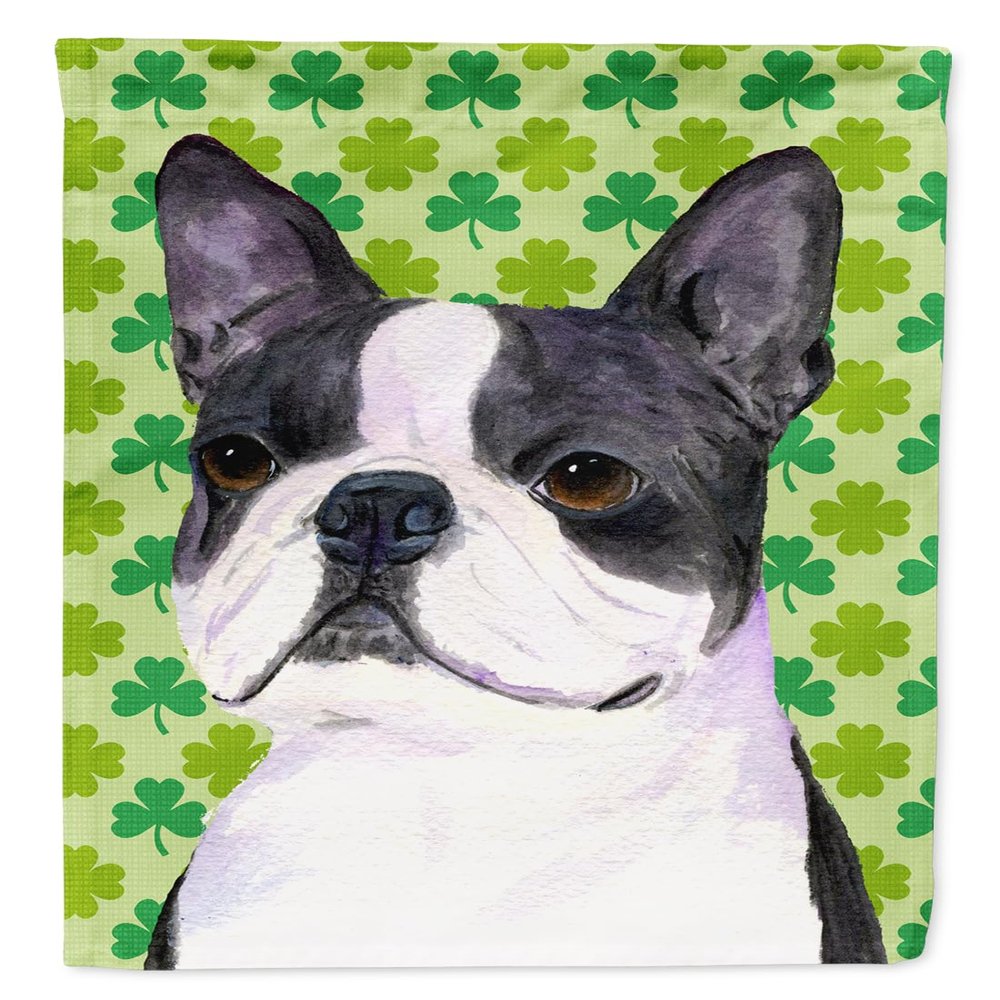 Caroline's Treasures BB8098GF Garden Flag, Ostrich Design, Blue Plaid, Multicolor Boston Terrier #2, Garden Size