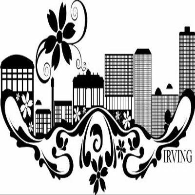 INDIGOS UG Wall Decal – Irving (USA) City Skyline, Design 3, 180 × 83 cm, Black (f1349)