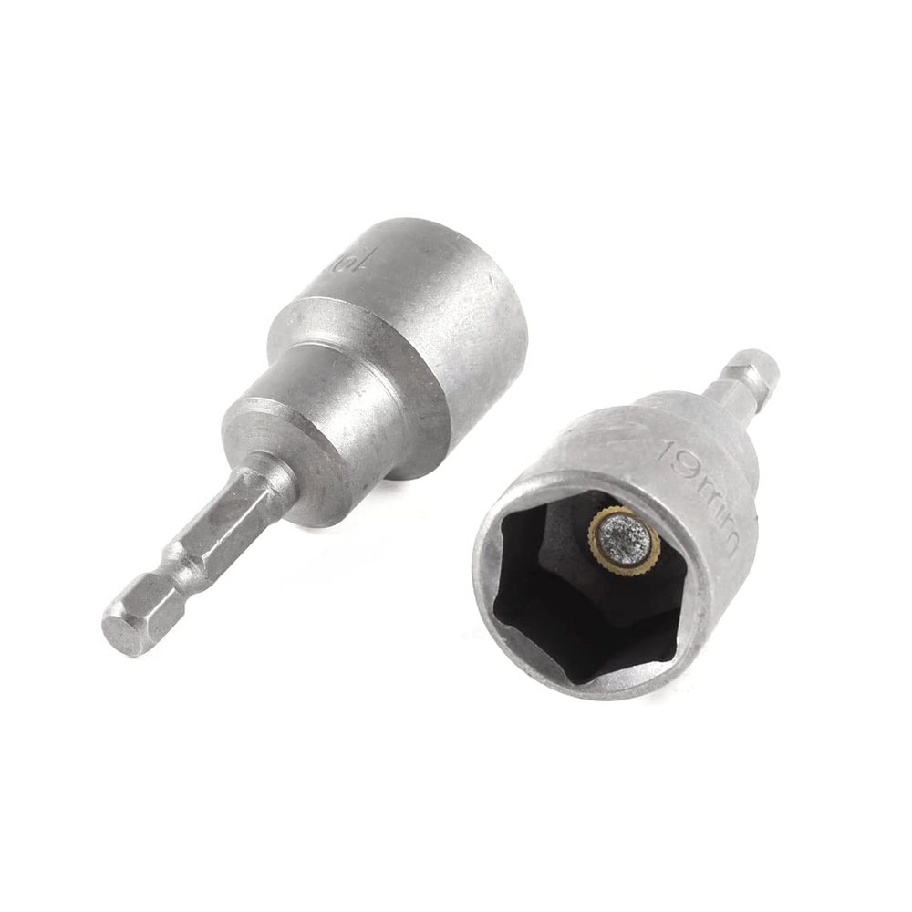 Sourcing Map 6.35 mm Shank 19 mm Magnetic Nut Driver Bits, 2-Piece