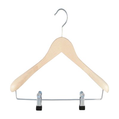 Wooden Suit Hangers with Clips, Wide, 38 cm, Natural, 5-Pack