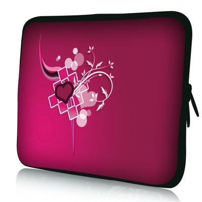 wortek Universal Neoprene Notebook Sleeve for Laptops up to Approx. 10.2 Inches – Pink Heart