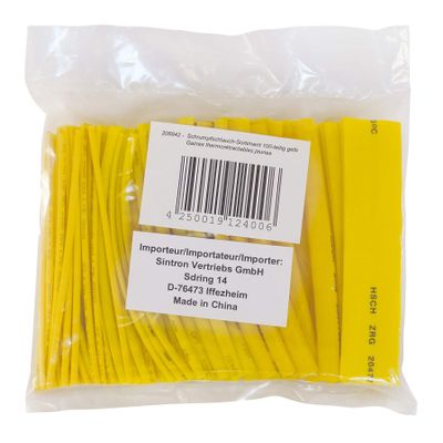 ChiliTec Heat-Shrink Tubing Assortment, 100-Piece, 1.5–13 mm, Yellow
