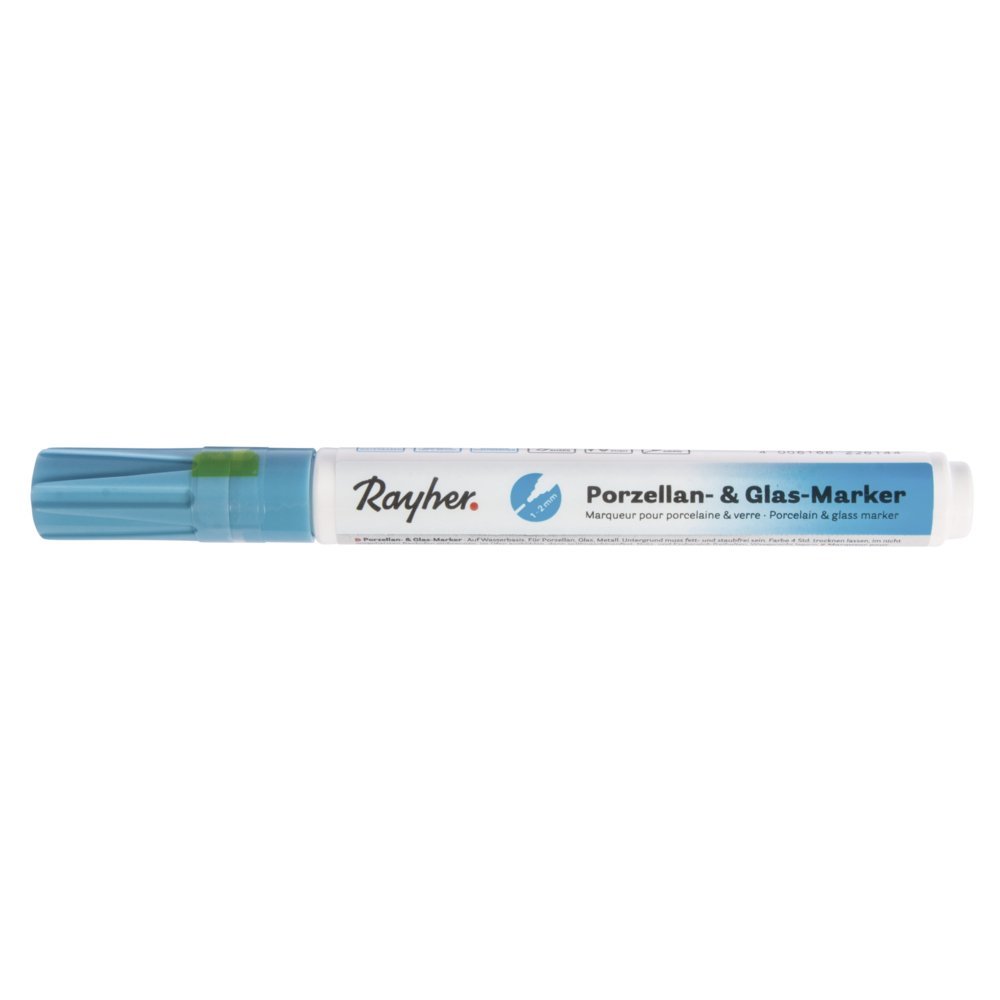 Rayher 38709374 Porcelain & Glass Marker, 1–2 mm, Azure Blue