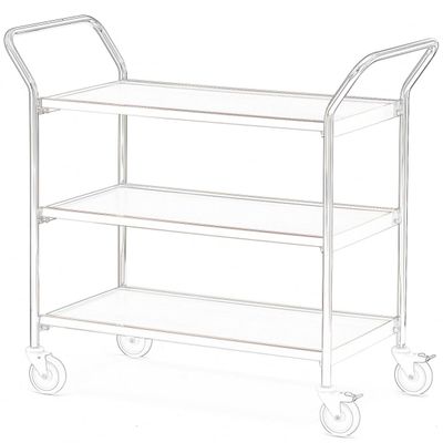 Helge Nyberg Table Trolley, 2 Push Handles, 3 Tiers, 100 x 42 cm, Black/Oak/Birch
