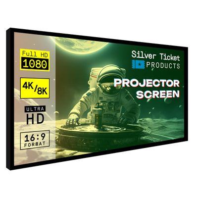 Silver Ticket Products STR Series STR-235125 Fixed-Frame Home Theater Projection Screen, 2.35:1, White