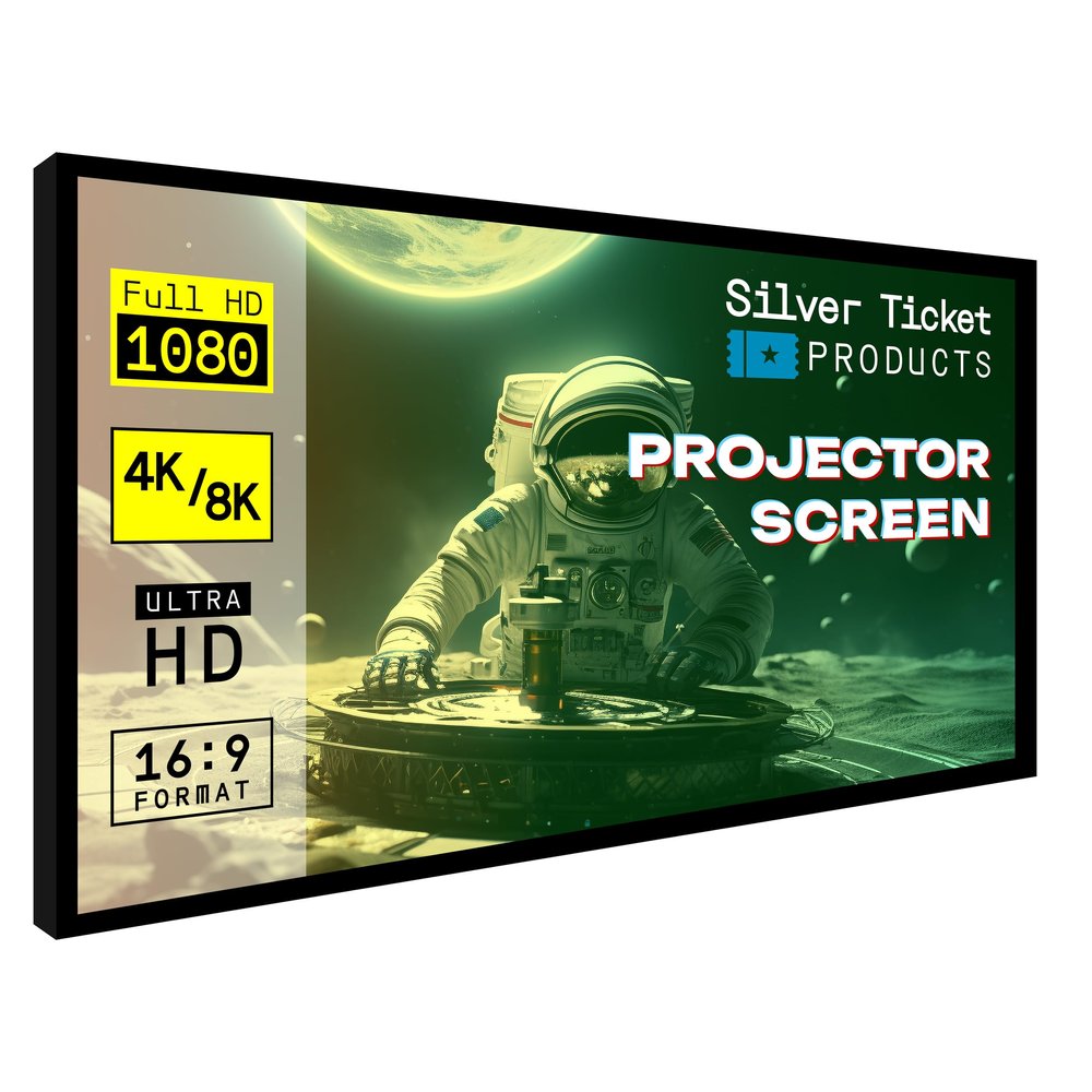 Silver Ticket Products STR Series STR-235125 Fixed-Frame Home Theater Projection Screen, 2.35:1, White