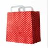 PGV Paper Bags with Flat Handles, Dots, Red (32 + 12 x 40 cm, 50 pcs.) view 1