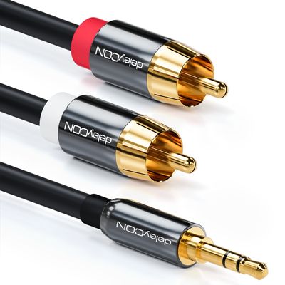 deleyCON 10 m 3.5 mm to 2x RCA Cable, Black