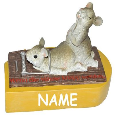 Mouse Trap Money Box “When Money Runs Short” with Custom Name