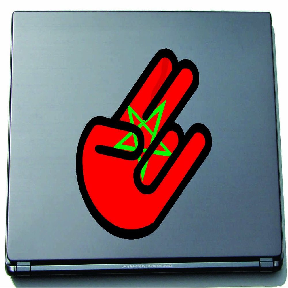 INDIGOS UG The Shocker Hand Morocco-Morocco Laptop Sticker, 210 x 144 mm, Black Outline