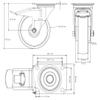 Swivel Caster with Brake, 125 mm, Brown Polyurethane "Alu" view 2