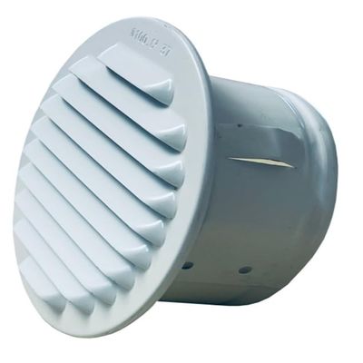 White Aluminum Ventilation Grille with Collar, DN 195–200 mm