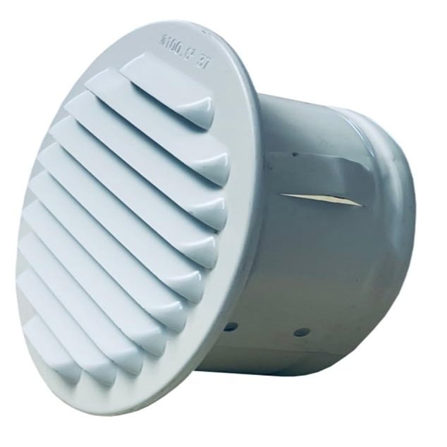 White Aluminum Ventilation Grille with Collar, DN 195–200 mm