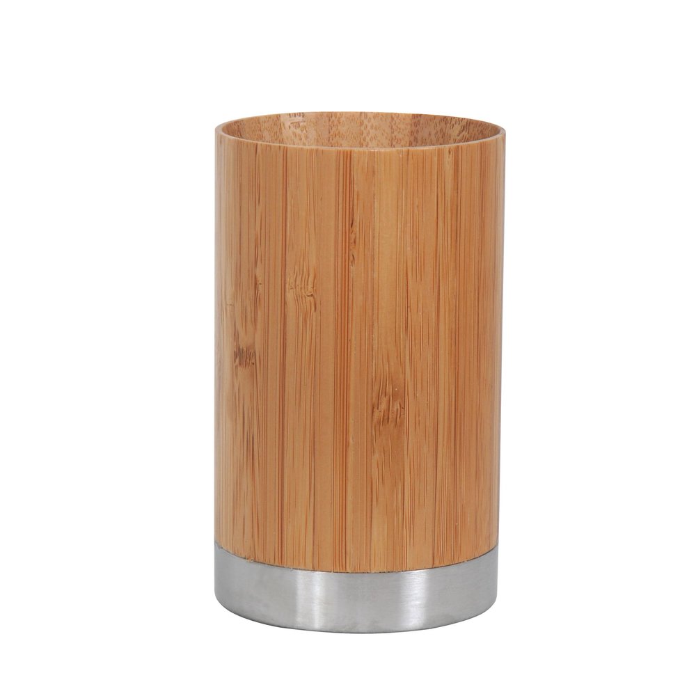 MSV Bamboo Toothbrush Cup and Holder - Natural
