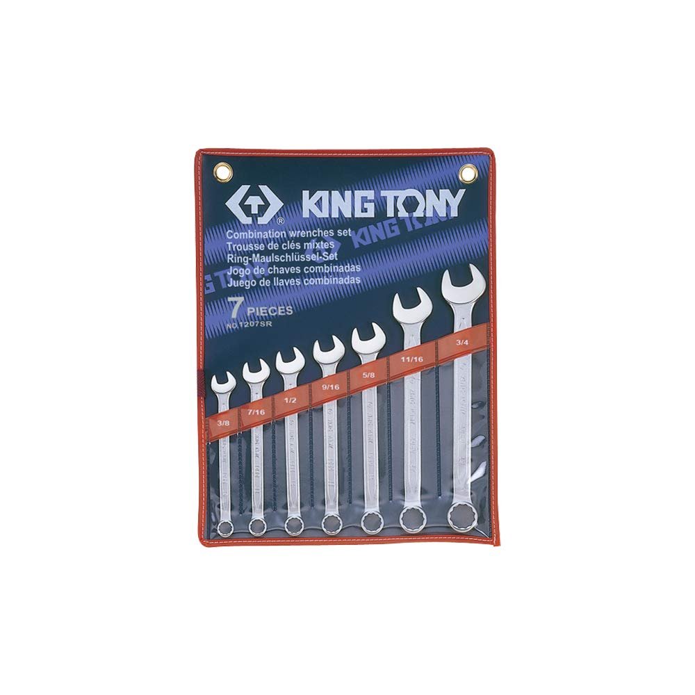 KING TONY Combination Wrench Set, 3/8"–3/4", 7 Pieces