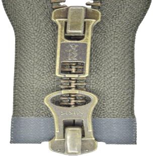 YKK 2-Way Separating Zipper, Dark Olive, 90 cm, Metal Teeth