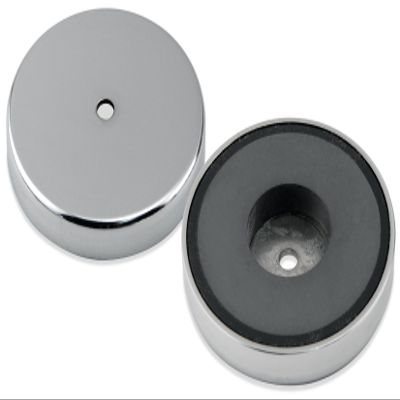 Master Magnetics RB85CX2 Magnetic Closure with Round Base, 0.8 cm Center Hole, Chrome Plate, 9.5 cm Diameter, 1.3 cm Thick, 110 lb, Silver (2-Pack)