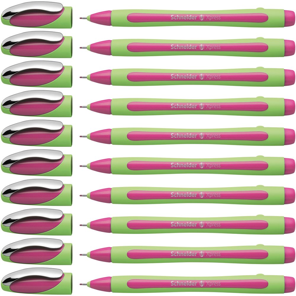 Schneider Xpress Fineliner, 0.8 mm Line Width, Document-Proof, 10-Pack, Pink