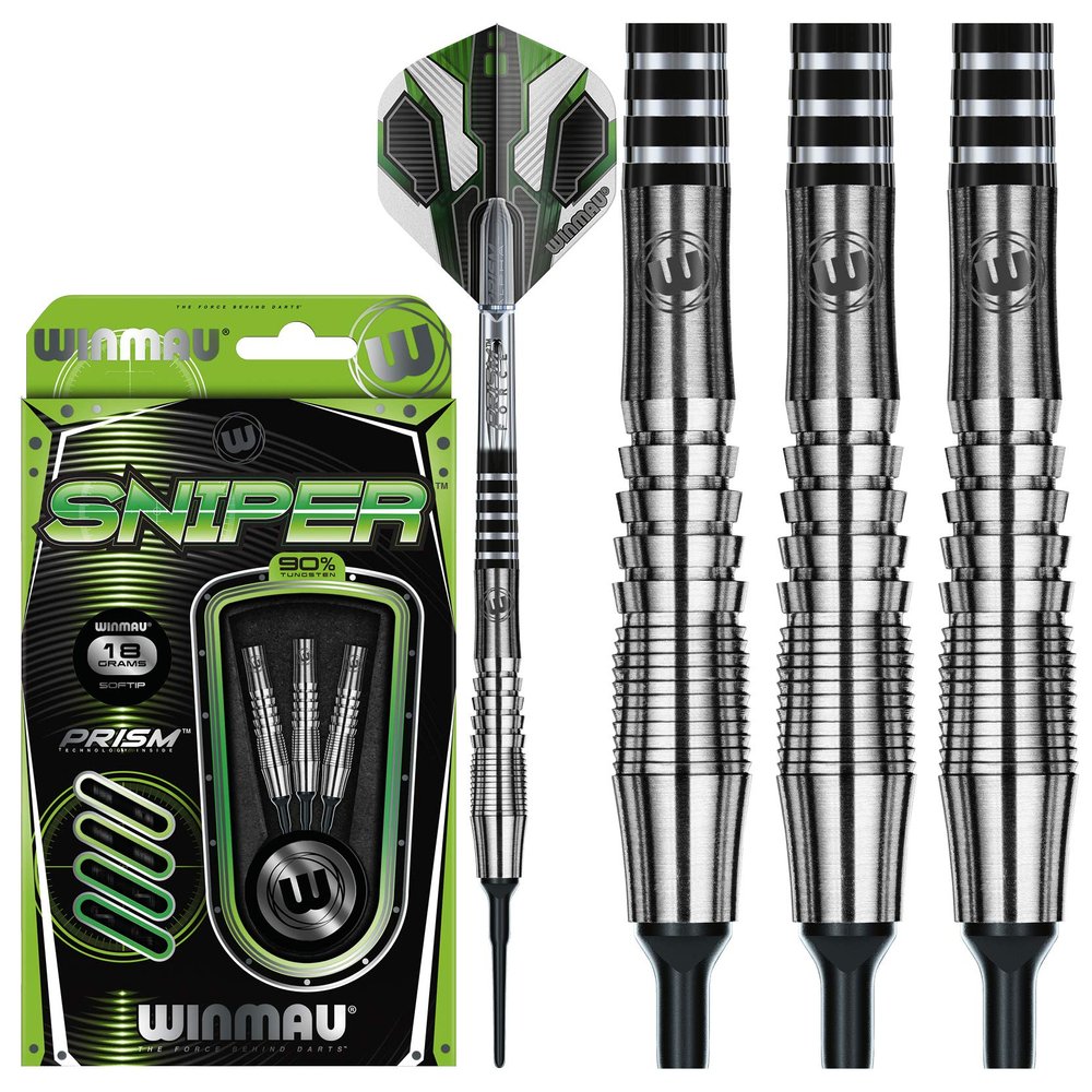 WINMAU Sniper 18g Softip Professional Tungsten Steeltip Dart Set with Flights and Shafts