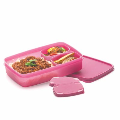 SIGNORA WARE 3-Piece Pink Lunch Box Set, 850 ml + 2 x 100 ml