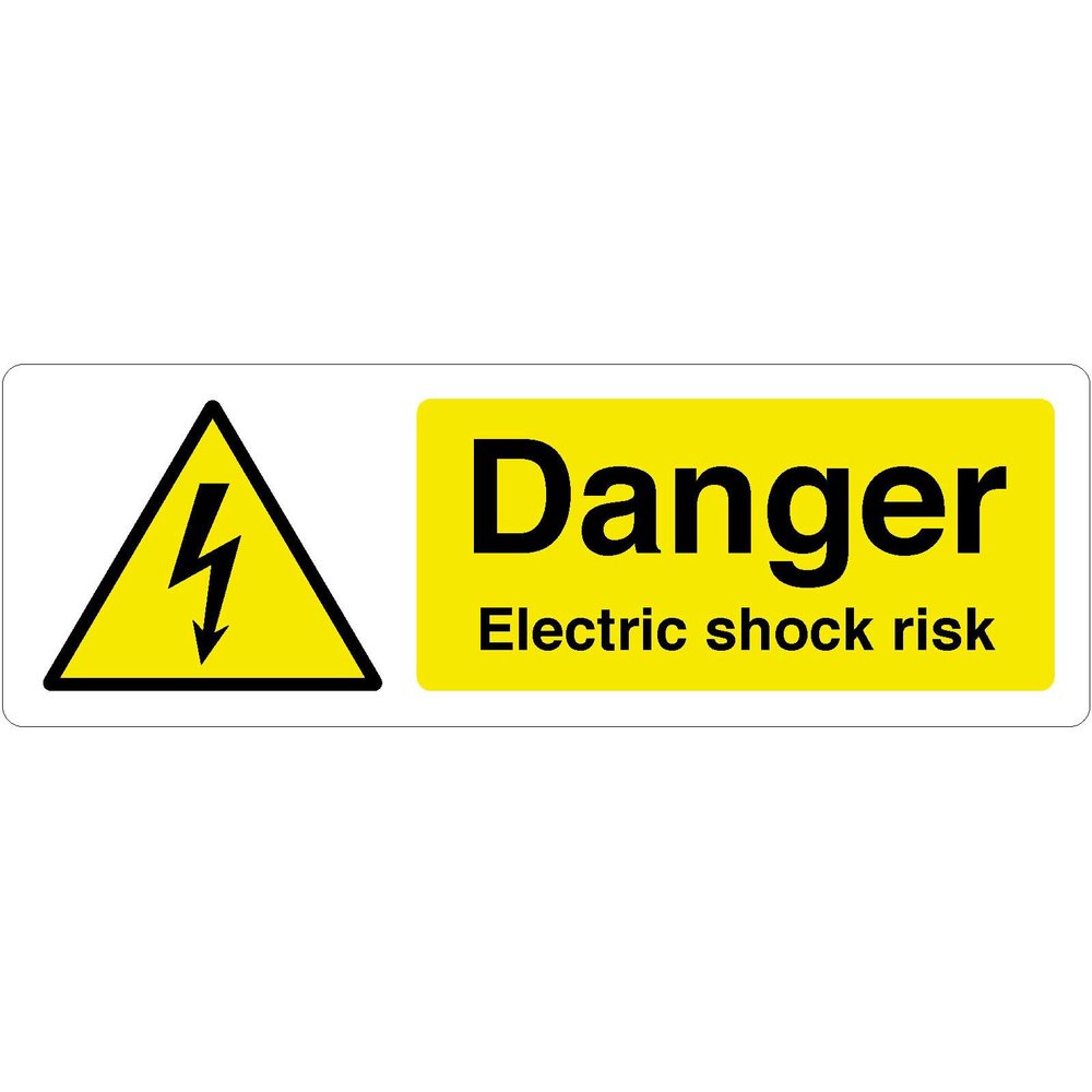 Danger: Electric Shock Warning Sticker, 150 x 50 mm