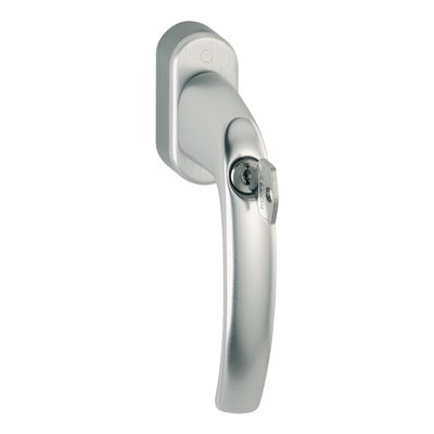 HOPPE Atlanta Window Handle, 7 x 37 mm Spindle, Locking Cylinder RC 2, Silver, 2545451