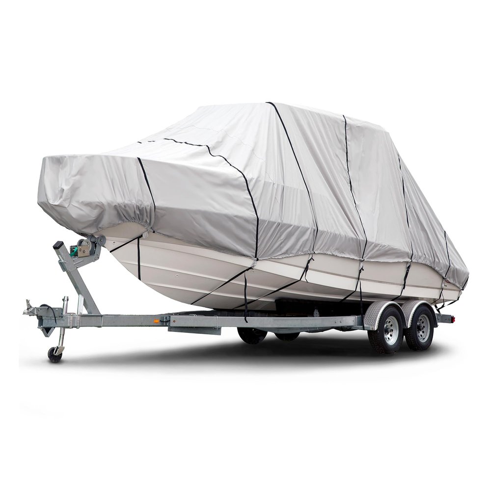 Budge 600-Denier Boat Cover for Hard-Top / T-Top Boats B-621-X5 (45.7–50.8 cm Long), Gray