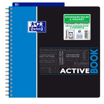 OXFORD 400037402 Activebook Study Digital College Ruled Notebook A4, 80 Sheets - Assorted Color