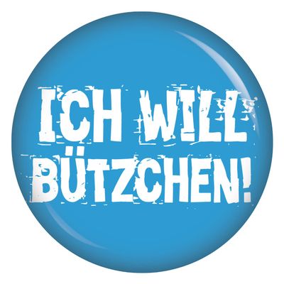 Kiwikatze Blue Button “Ich will Bätzchen!” – Carnival Costume Accessory