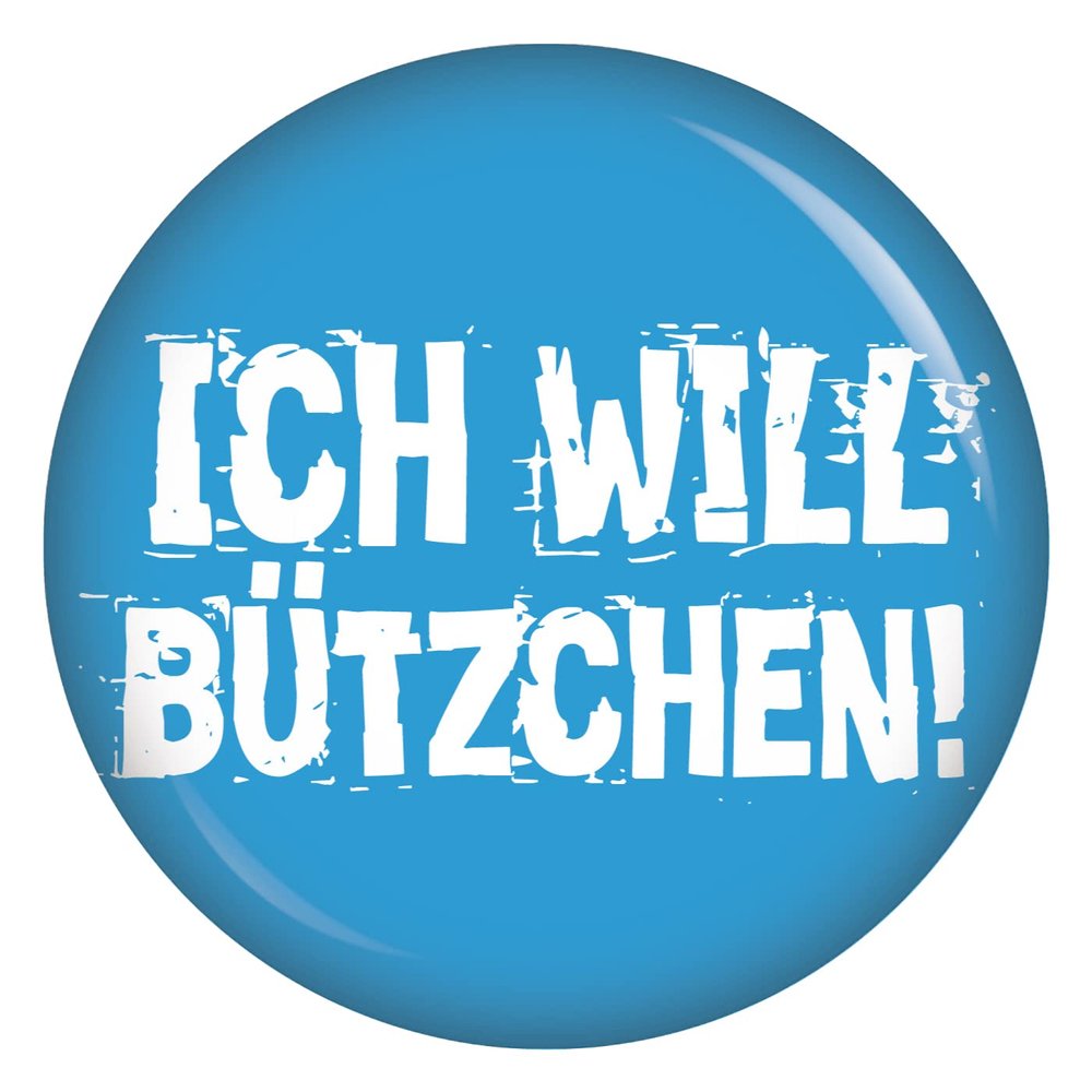Kiwikatze Blue Button “Ich will Bätzchen!” – Carnival Costume Accessory