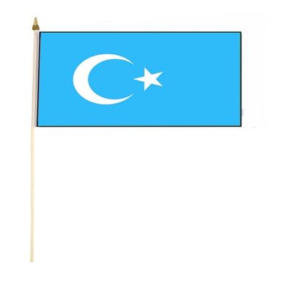 East Turkestan Uyghur Flag on Stick, 12 x 18 in