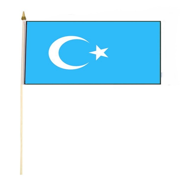 East Turkestan Uyghur Flag on Stick, 12 x 18 in