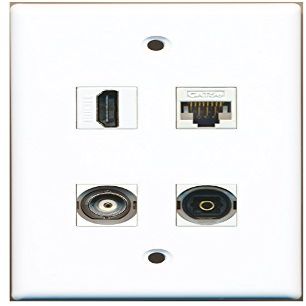 RiteAV Wall Plate, 1 HDMI, 1 Toslink, 1 BNC, 1 Cat5e Ethernet Port, White