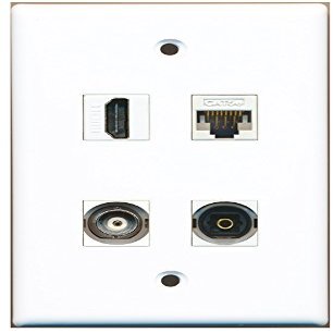 RiteAV Wall Plate, 1 HDMI, 1 Toslink, 1 BNC, 1 Cat5e Ethernet Port, White