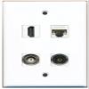 RiteAV Wall Plate, 1 HDMI, 1 Toslink, 1 BNC, 1 Cat5e Ethernet Port, White view 1