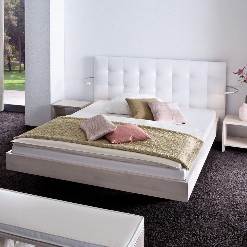 Hasena Wood Line Beech Bed with Sogno Wall Panel, 140 x 200 cm