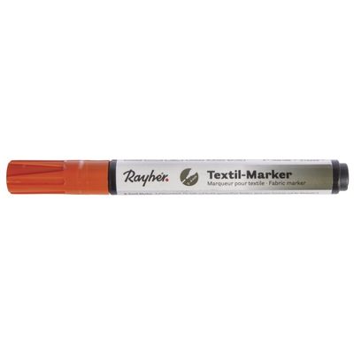 Rayher 35000210 Opaque Fabric Marker, Round Tip 2–4 mm, Valve, Orange