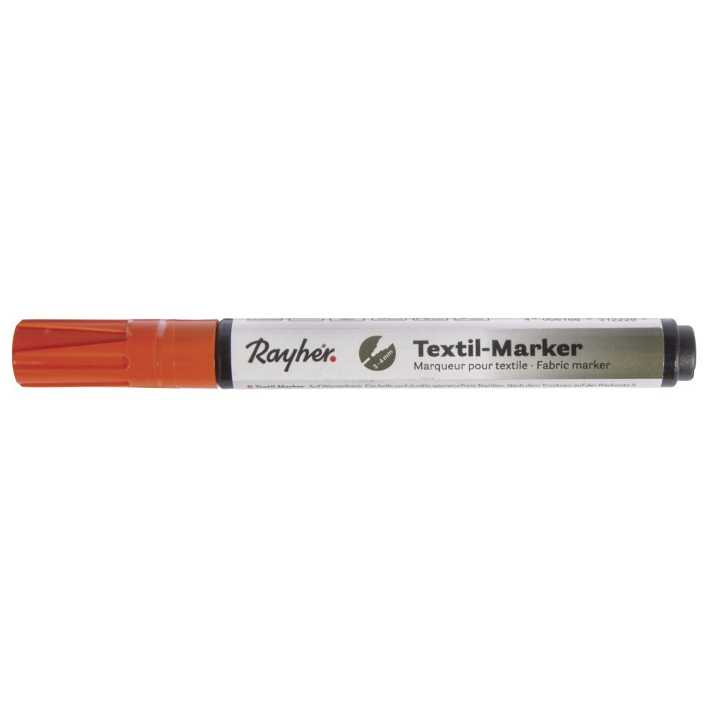 Rayher 35000210 Opaque Fabric Marker, Round Tip 2–4 mm, Valve, Orange