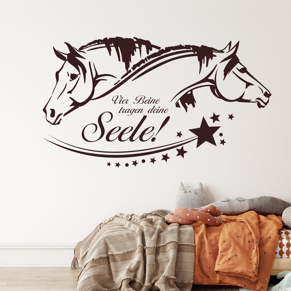 GRAZDesign Horse Wall Decal for Living Room and Children's Room, “Four Legs Carry Your Soul,” 100 x 57 cm, 045 Light Pink