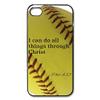 Yellow iPhone 4/4S Case with Softball Baseball Bible Verse view 1