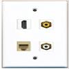 RiteAV 1-Port HDMI, 1-Port RCA White, 1-Port RCA Yellow, 1-Port RJ11/RJ12 Telephone Beige Wall Plate view 1