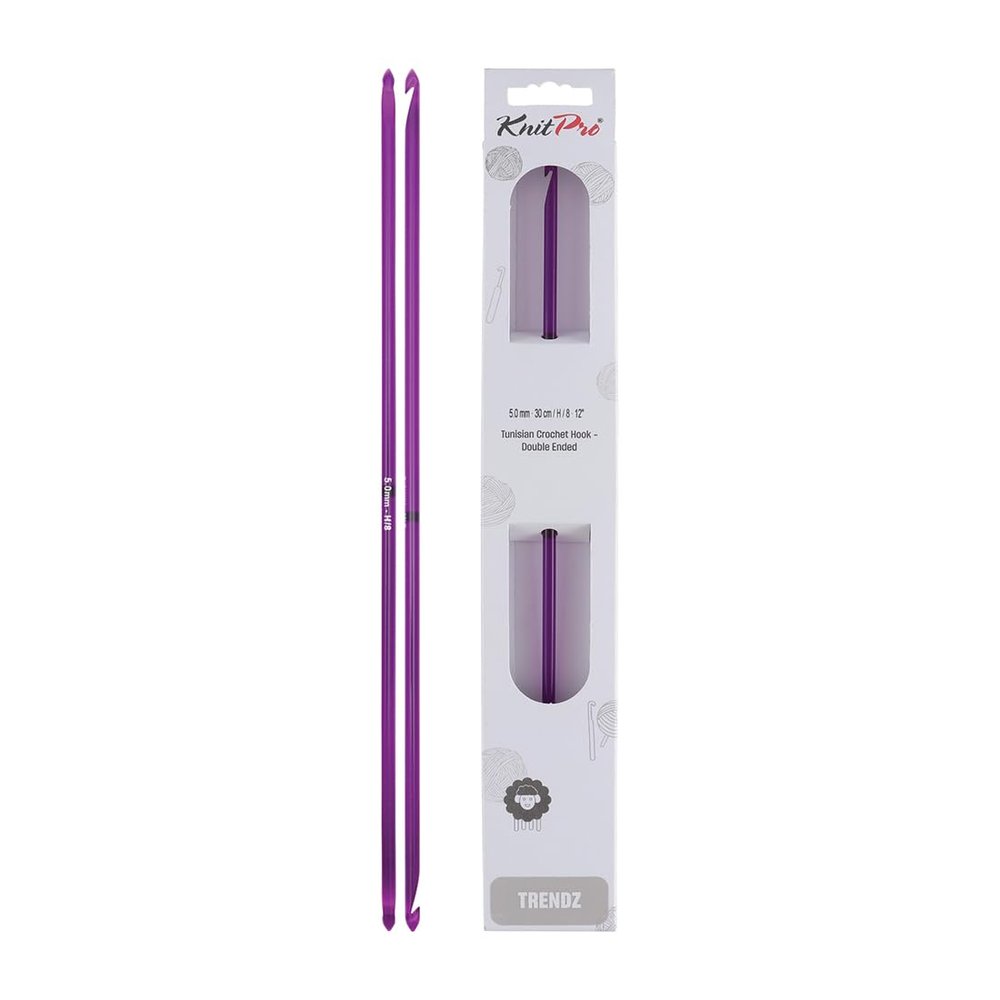 KnitPro Trendz Double-Ended Traditional Tunisian Hook, 5 mm, Purple